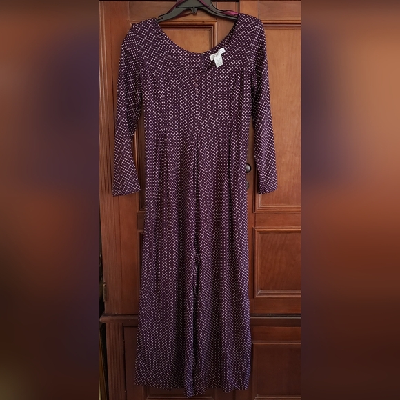 Vintage Express Burgundy Polka Dot Jumpsuit - Picture 2 of 11